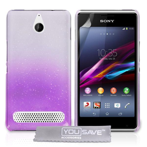 Yousave Accessories Sony Xperia E1 Raindrop Hard Case - Purple - Clear - Mobile Madhouse