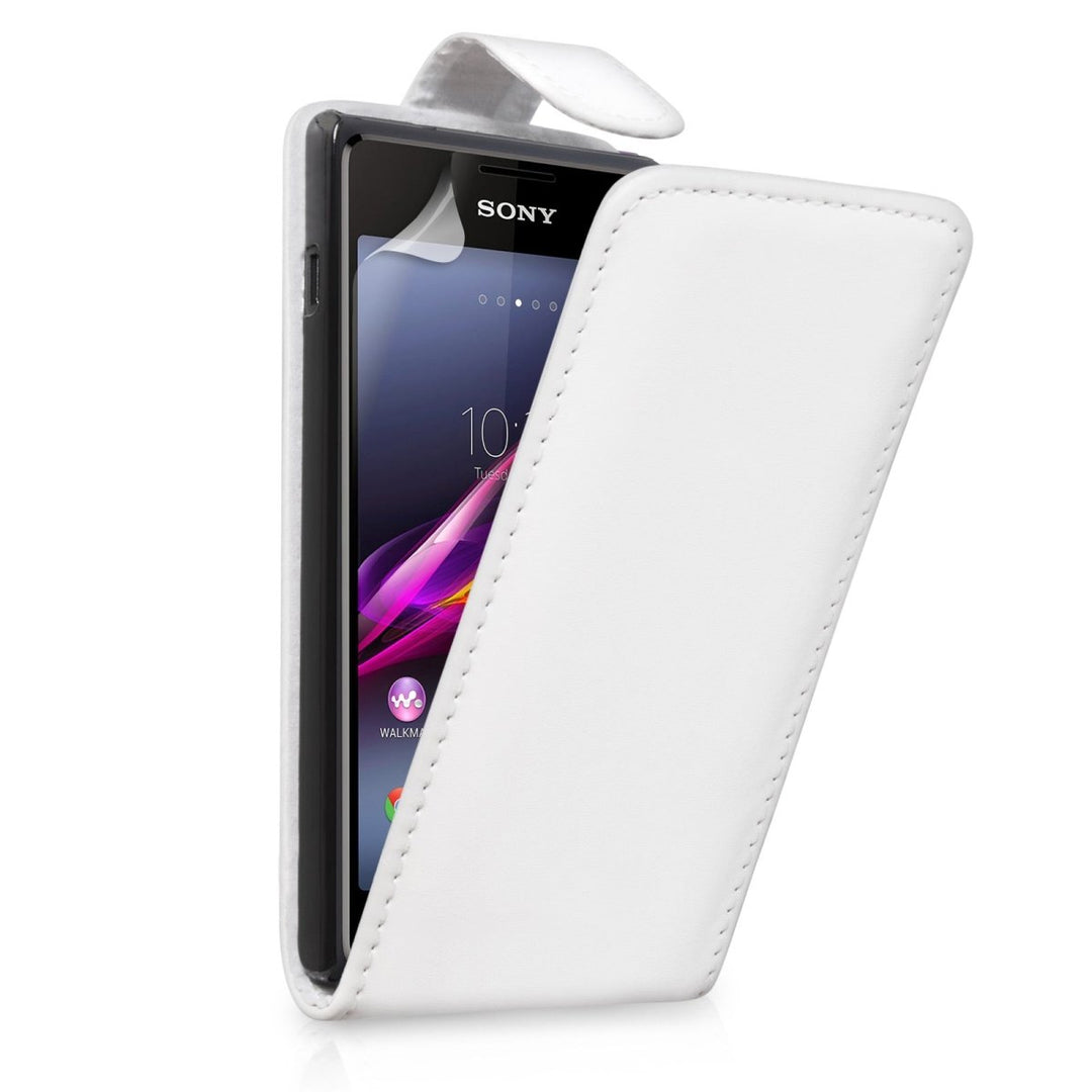 Yousave Accessories Sony Xperia E1 Leather - Effect Flip Case - White - Mobile Madhouse