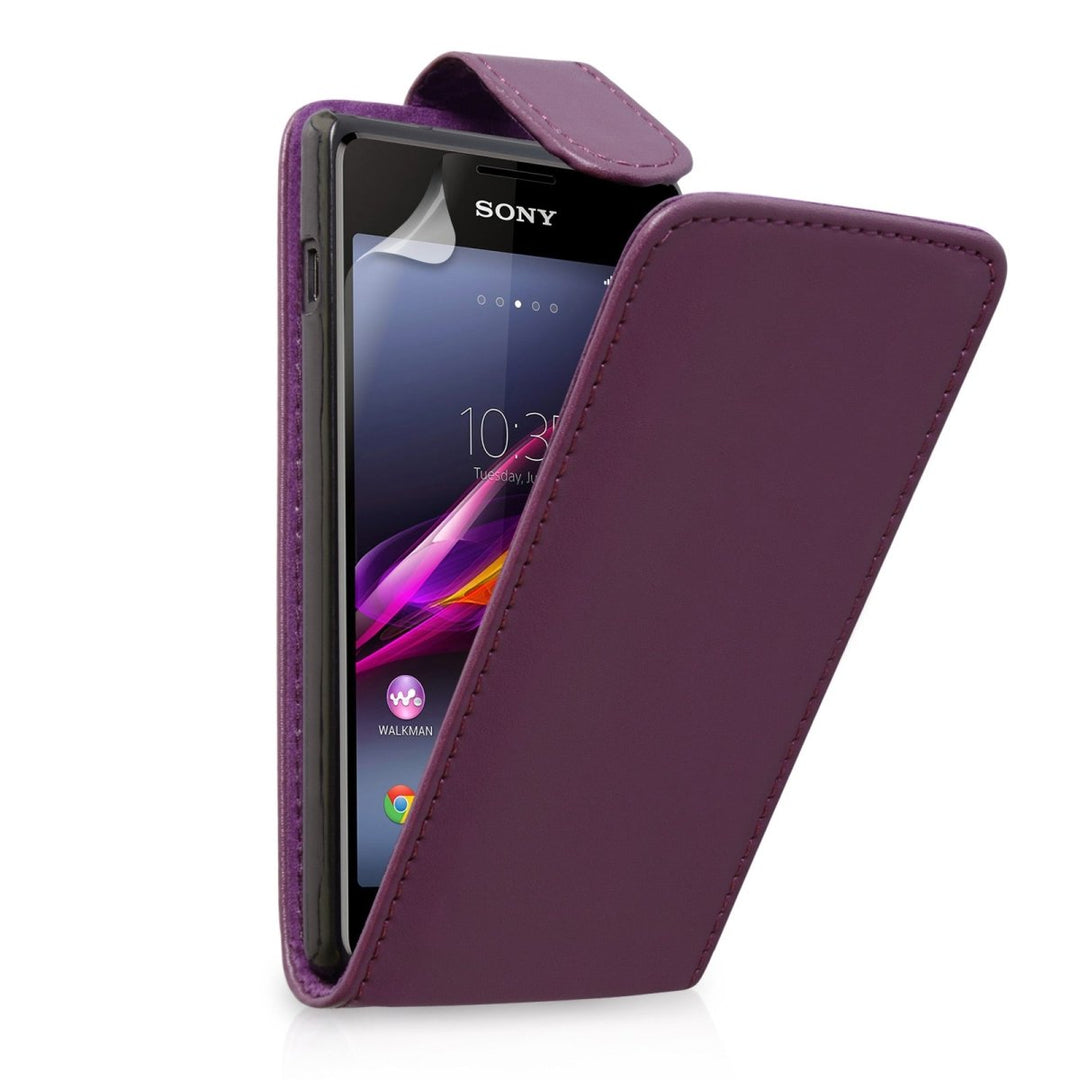 Yousave Accessories Sony Xperia E1 Leather - Effect Flip Case - Purple - Mobile Madhouse