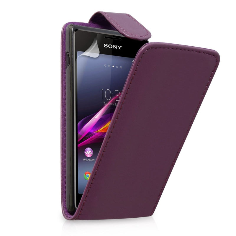 Yousave Accessories Sony Xperia E1 Leather - Effect Flip Case - Purple - Mobile Madhouse