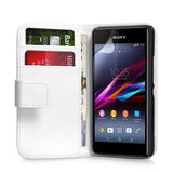 Yousave Accessories Sony Xperia E1 Leather - Effect Wallet Case - White - Mobile Madhouse