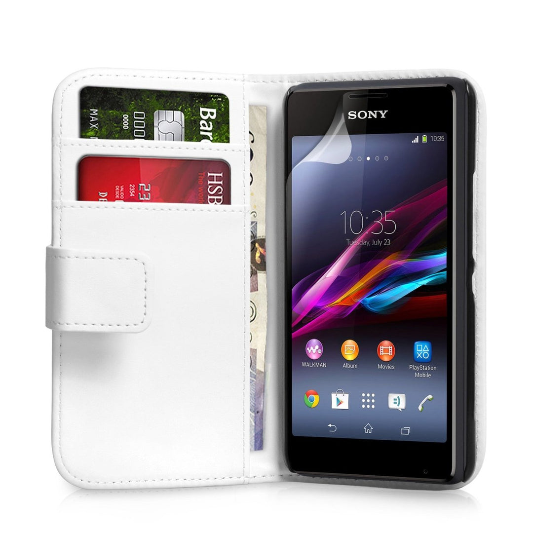 Yousave Accessories Sony Xperia E1 Leather - Effect Wallet Case - White - Mobile Madhouse