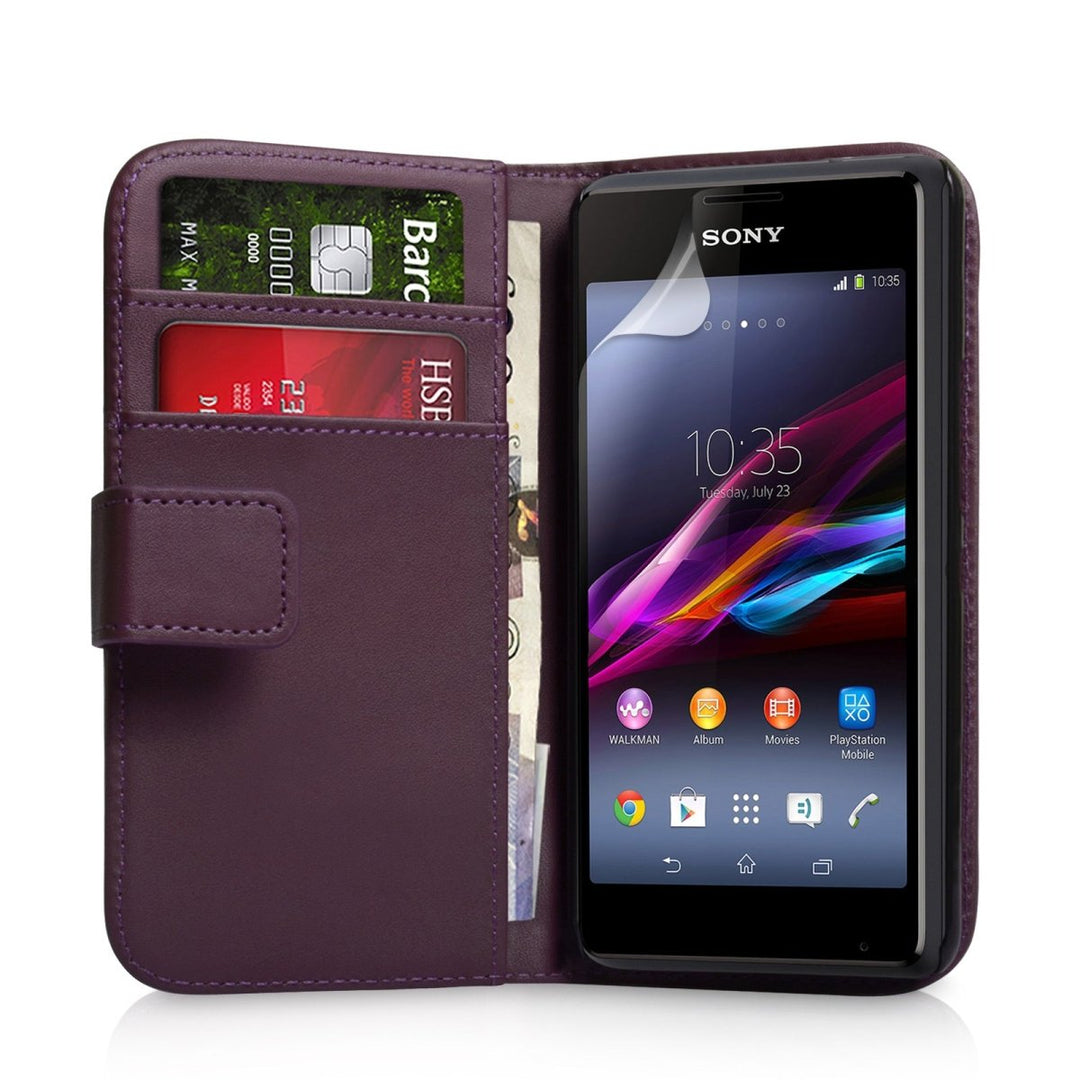 Yousave Accessories Sony Xperia E1 Leather - Effect Wallet Case - Purple - Mobile Madhouse