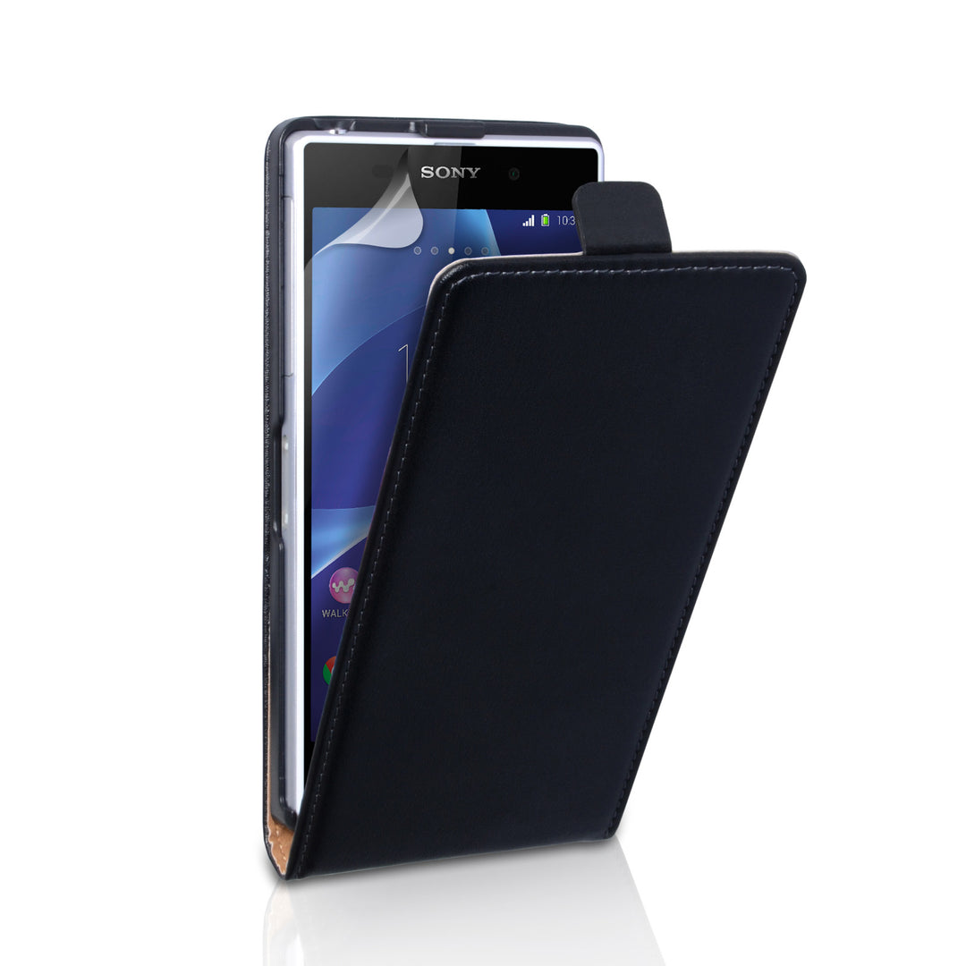 Caseflex Sony Xperia Z2 Real Leather Flip Case - Black