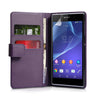 Yousave Accessories Sony Xperia Z2 Leather-Effect Wallet Case - Purple