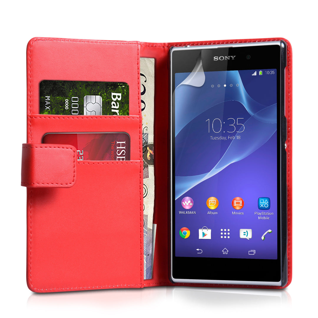 YouSave Accessories Sony Xperia Z2 Leather-Effect Wallet Case - Red