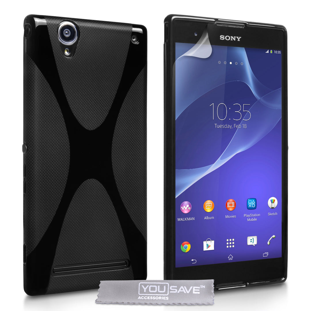YouSave Sony Xperia T2 Ultra Silicone Gel X-Line Case - Black