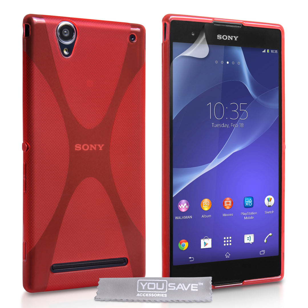 YouSave Sony Xperia T2 Ultra Silicone Gel X-Line Case - Red