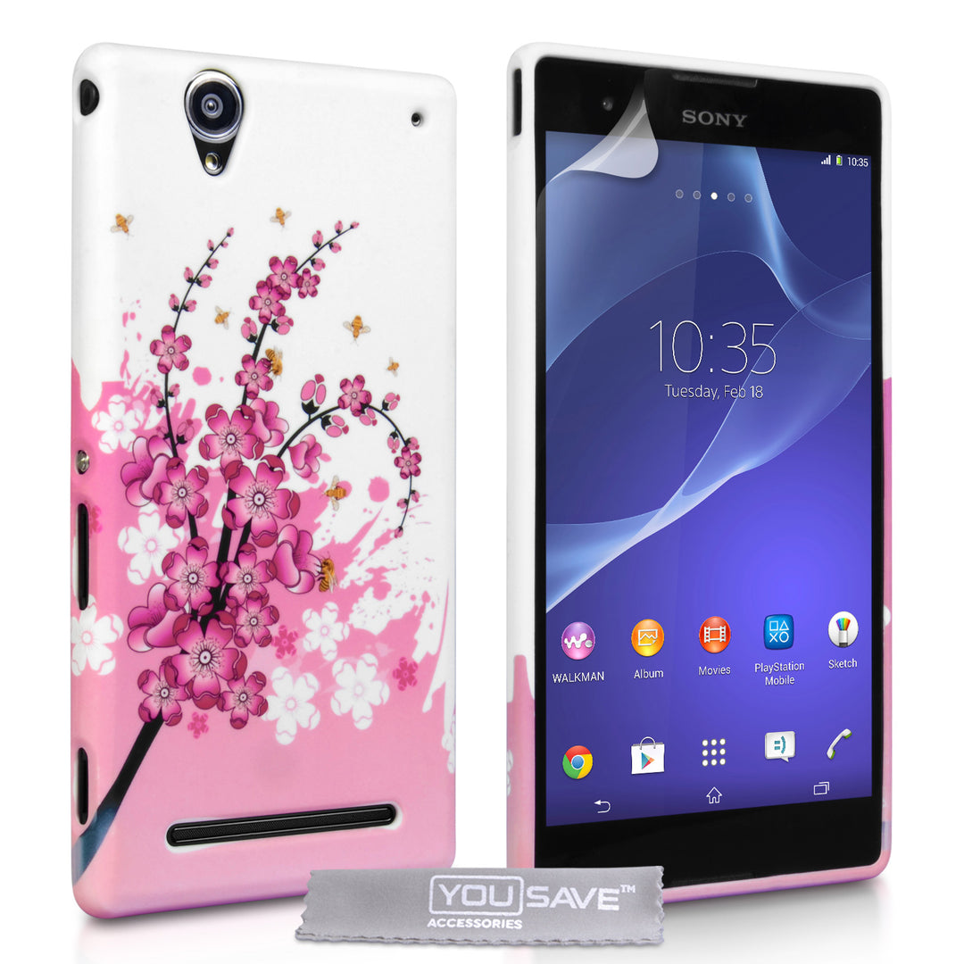 YouSave Accessories Sony Xperia T2 Ultra Floral Bee Silicone Gel Case