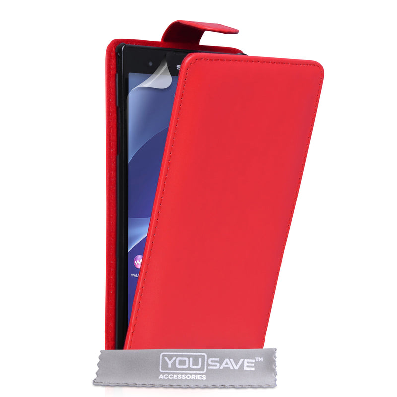 YouSave Sony Xperia T2 Ultra Leather-Effect Flip Case - Red