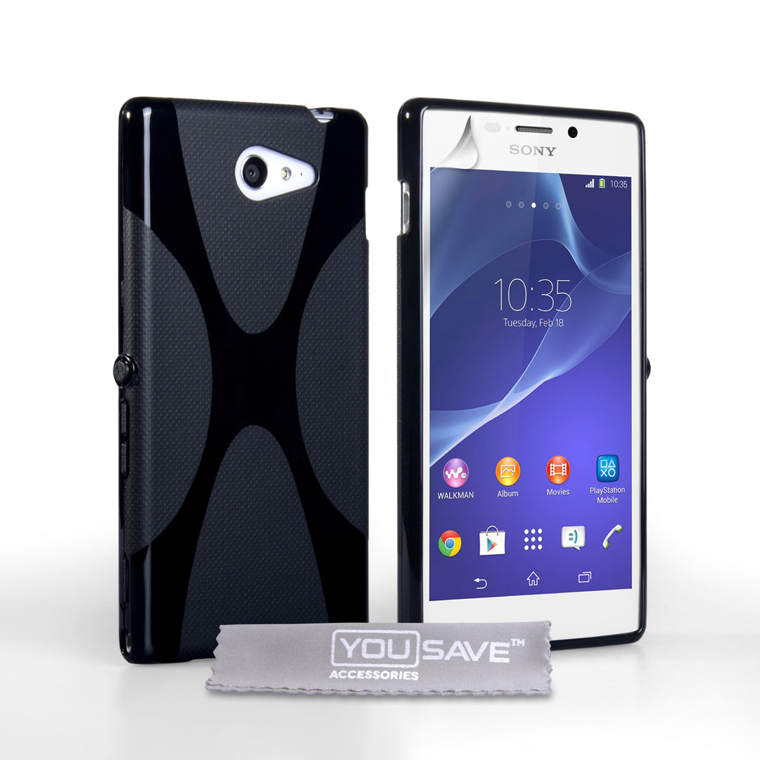 YouSave Accessories Sony Xperia M2 Silicone Gel X-Line Case - Black
