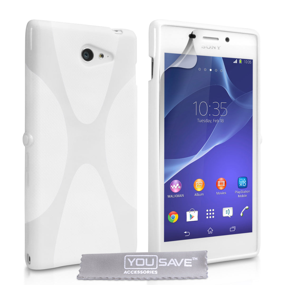 YouSave Accessories Sony Xperia M2 Silicone Gel X-Line Case - White