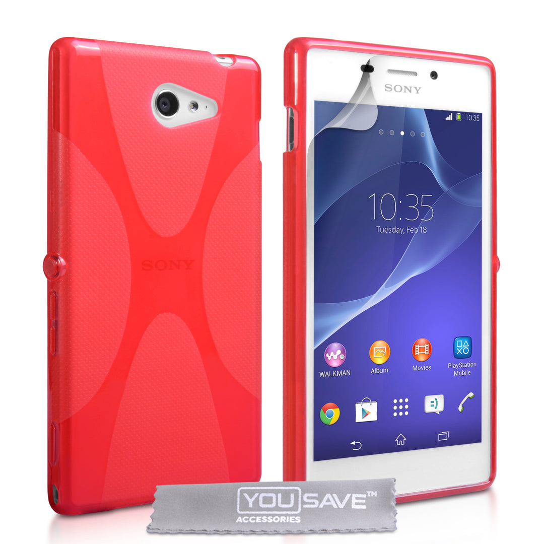 YouSave Accessories Sony Xperia M2 Silicone Gel X-Line Case - Red