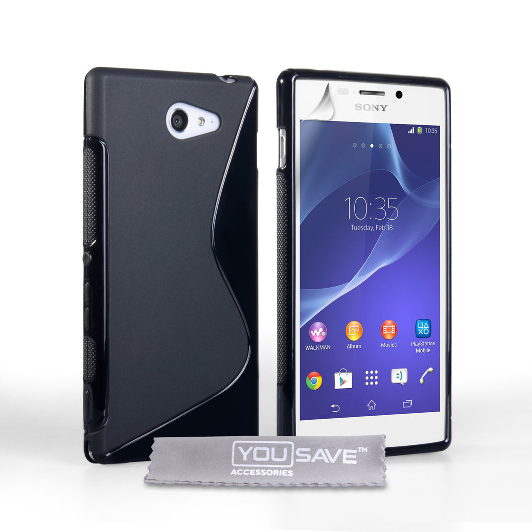Caseflex Sony Xperia M2 Silicone Gel S-Line Case - Black