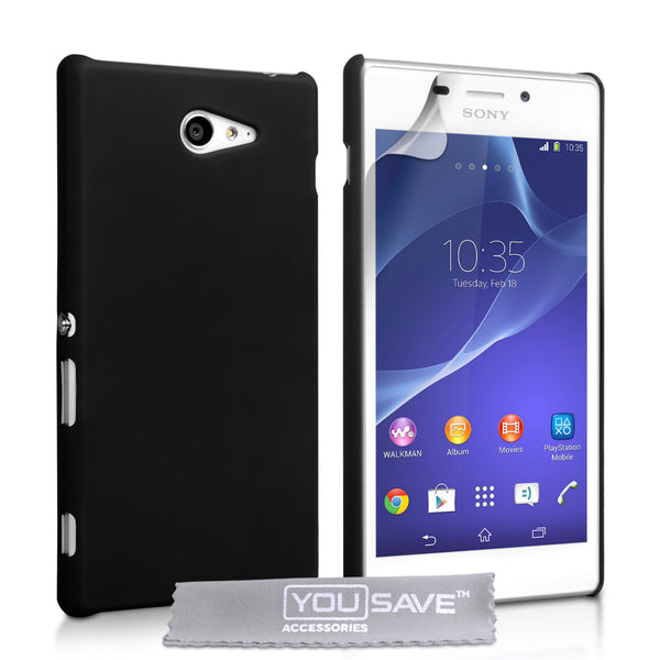 YouSave Accessories Sony Xperia M2 Hard Hybrid Case - Black
