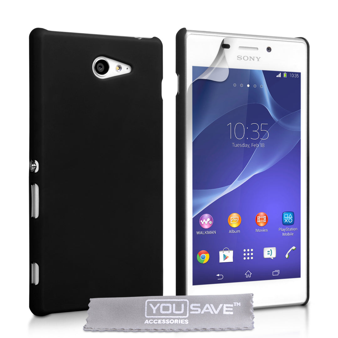 YouSave Accessories Sony Xperia M2 Hard Hybrid Case - Black