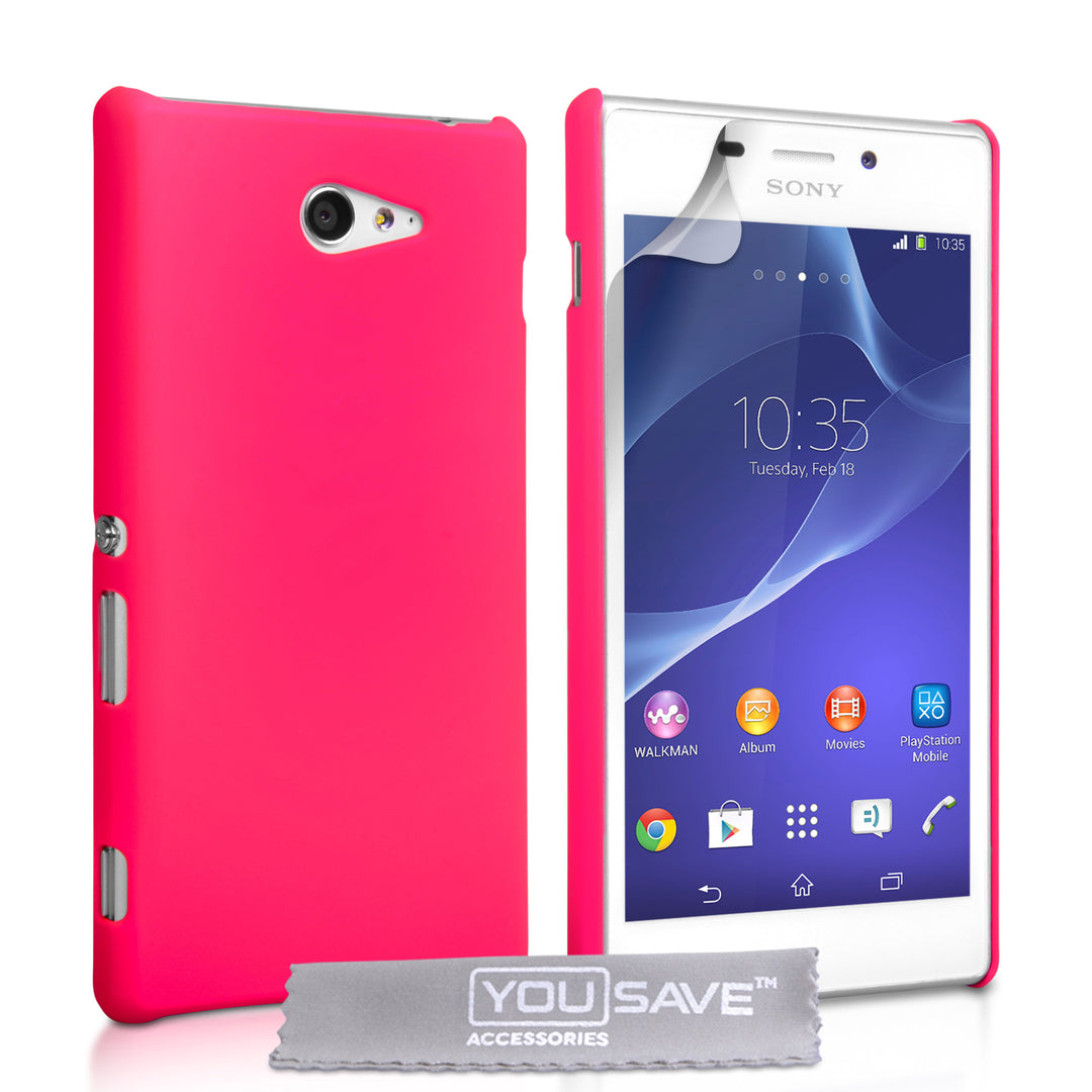 YouSave Accessories Sony Xperia M2 Hard Hybrid Case - Hot Pink
