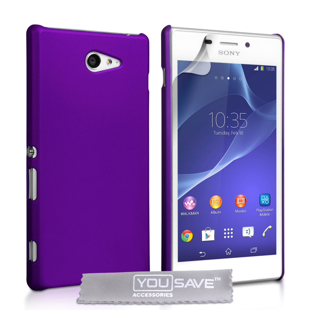 YouSave Accessories Sony Xperia M2 Hard Hybrid Case - Purple