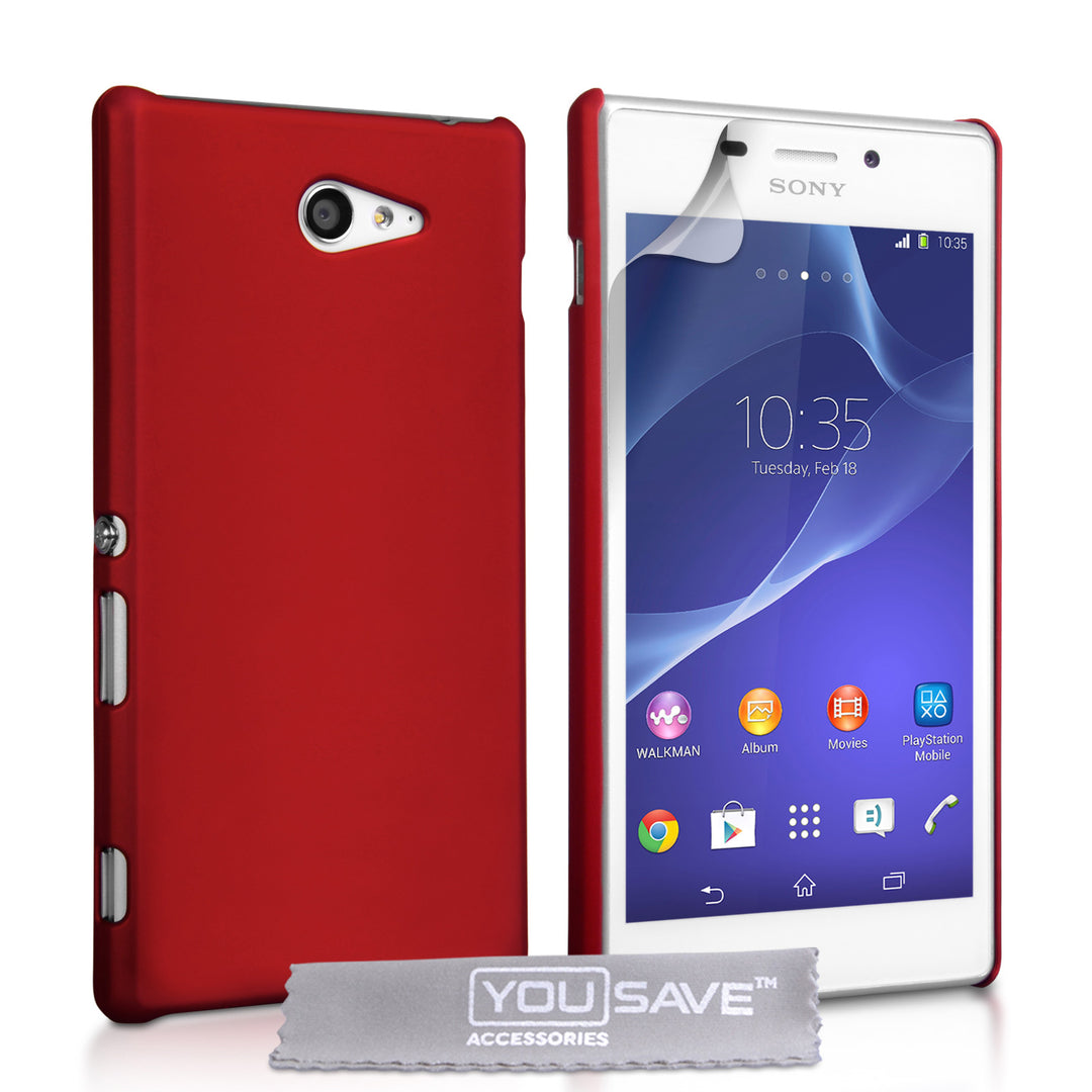 YouSave Accessories Sony Xperia M2 Hard Hybrid Case - Red