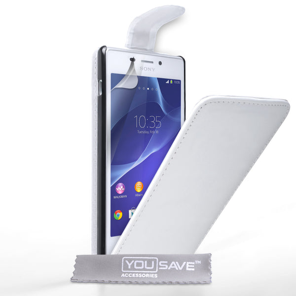 YouSave Accessories Sony Xperia M2 Leather-Effect Flip Case - White