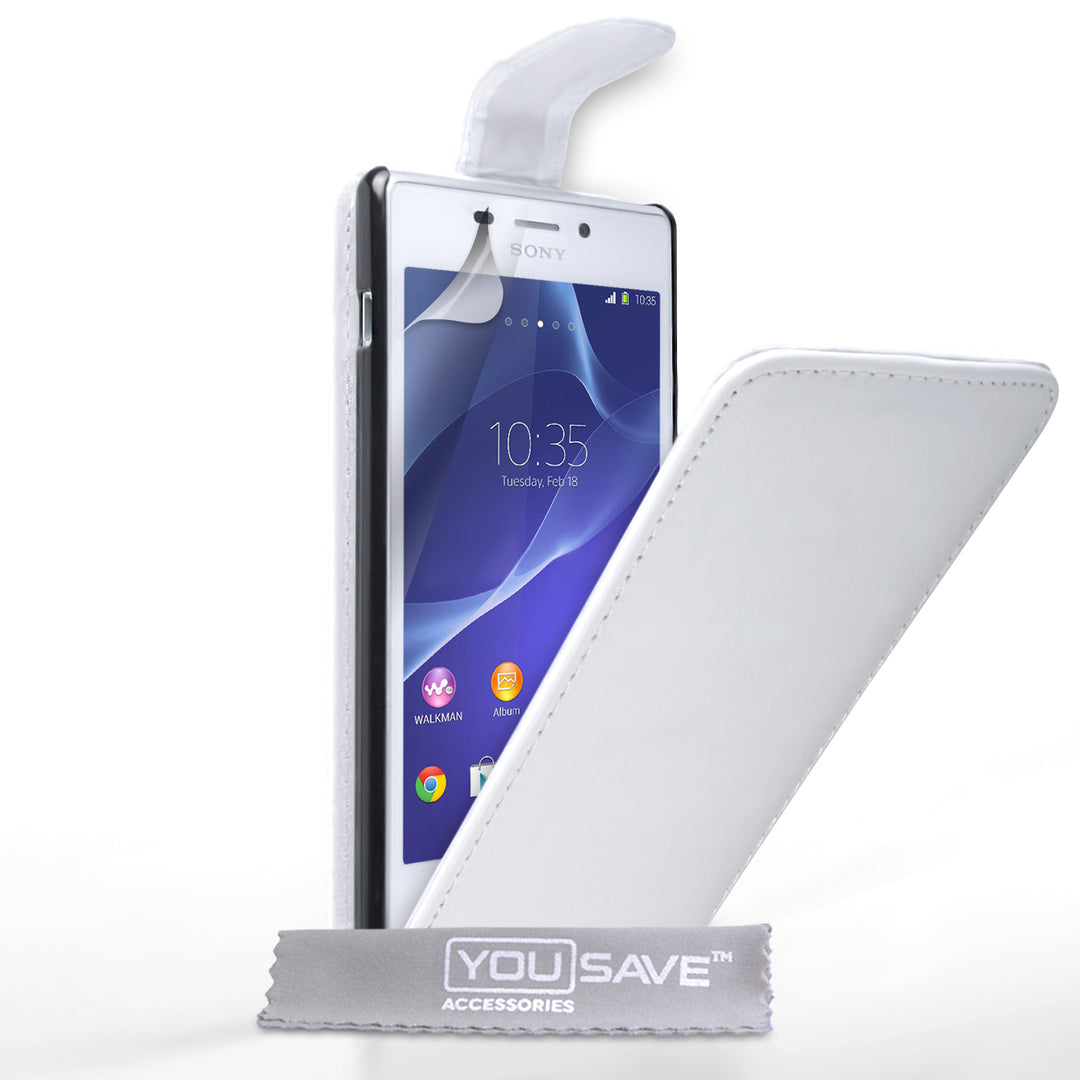 YouSave Accessories Sony Xperia M2 Leather-Effect Flip Case - White