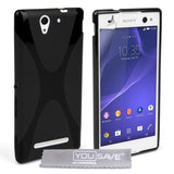 Yousave Accessories Sony Xperia C3 Silicone Gel X - Line Case - Black - Mobile Madhouse