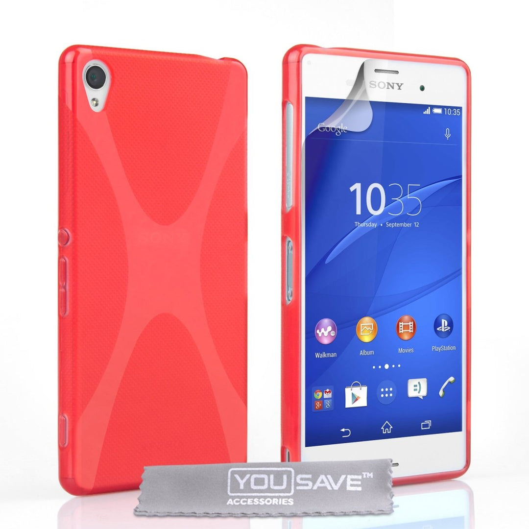 Yousave Accessories Sony Xperia Z3 Silicone Gel X - Line Case - Red - Mobile Madhouse