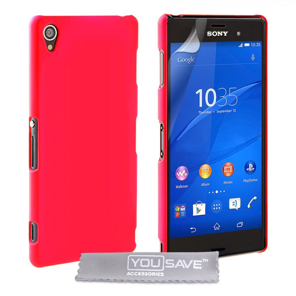 Yousave Accessories Sony Xperia Z3 Hard Hybrid Case - Hot Pink - Mobile Madhouse
