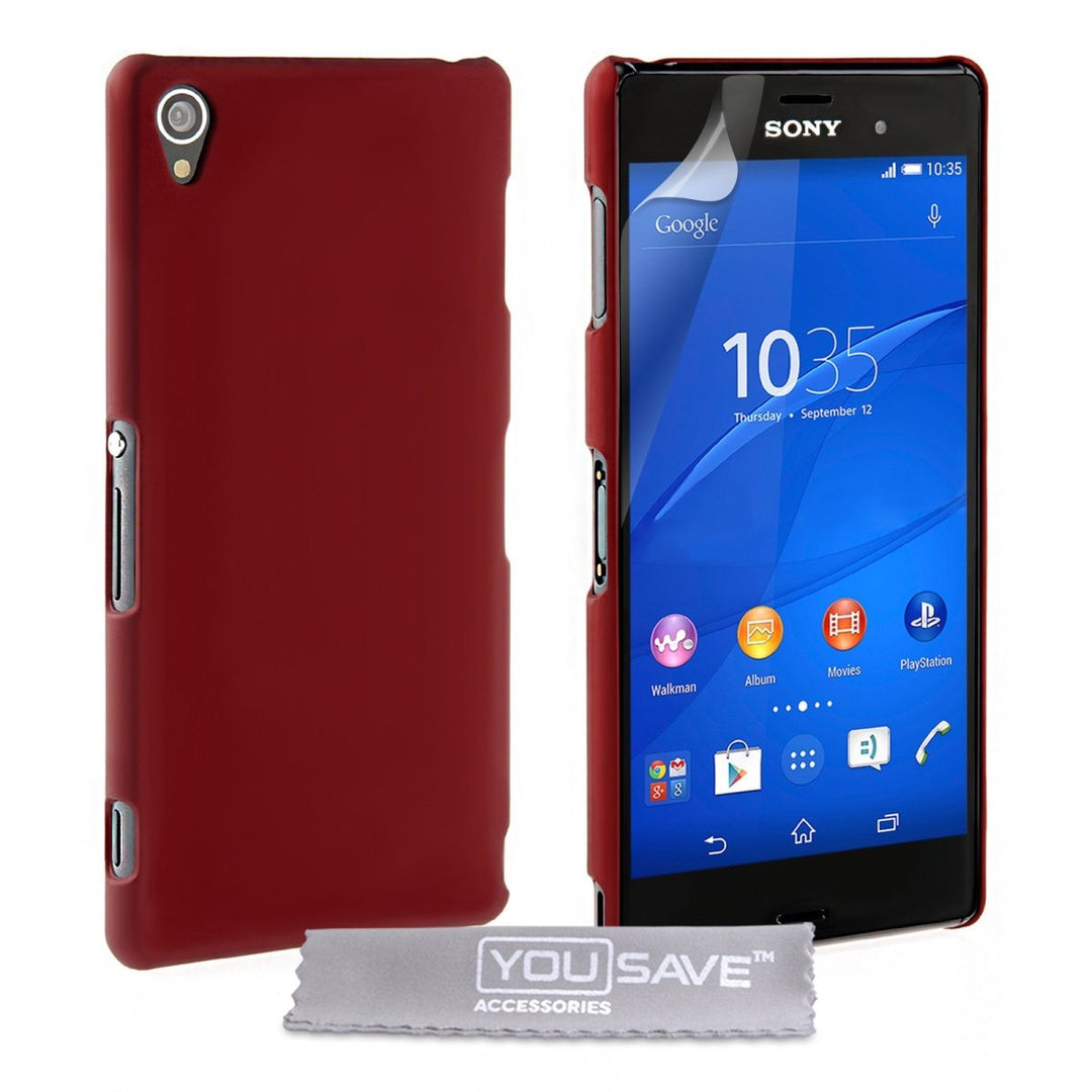 Yousave Accessories Sony Xperia Z3 Hard Hybrid Case - Red - Mobile Madhouse