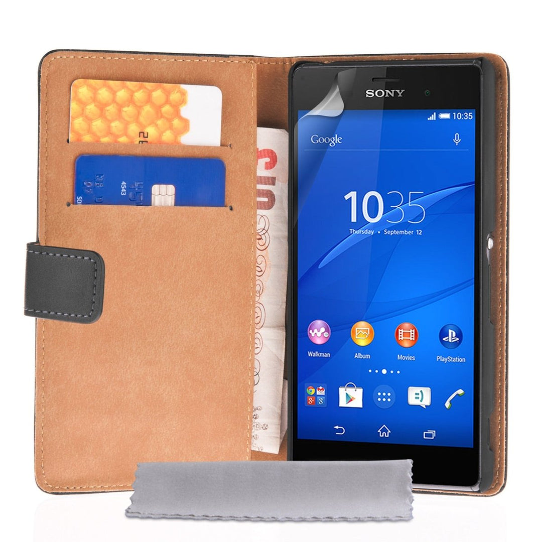 Caseflex Sony Xperia Z3 Real Leather Wallet Case - Black - Mobile Madhouse