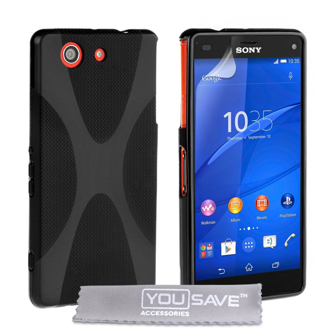 Yousave Accessories Sony Xperia Z3 Compact Silicone Gel X - Line Case - Black - Mobile Madhouse
