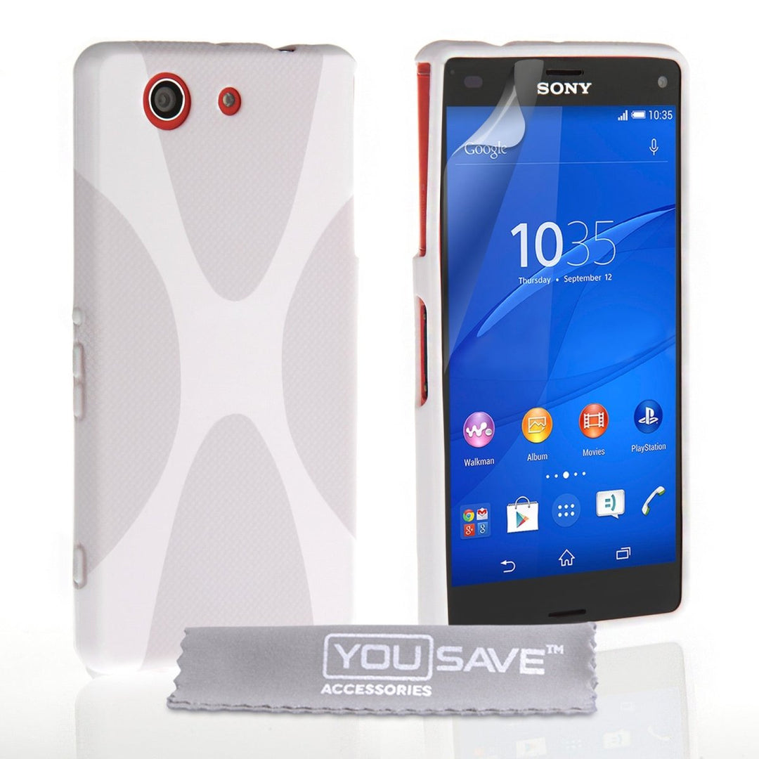 Yousave Accessories Sony Xperia Z3 Compact Silicone Gel X - Line Case - White - Mobile Madhouse