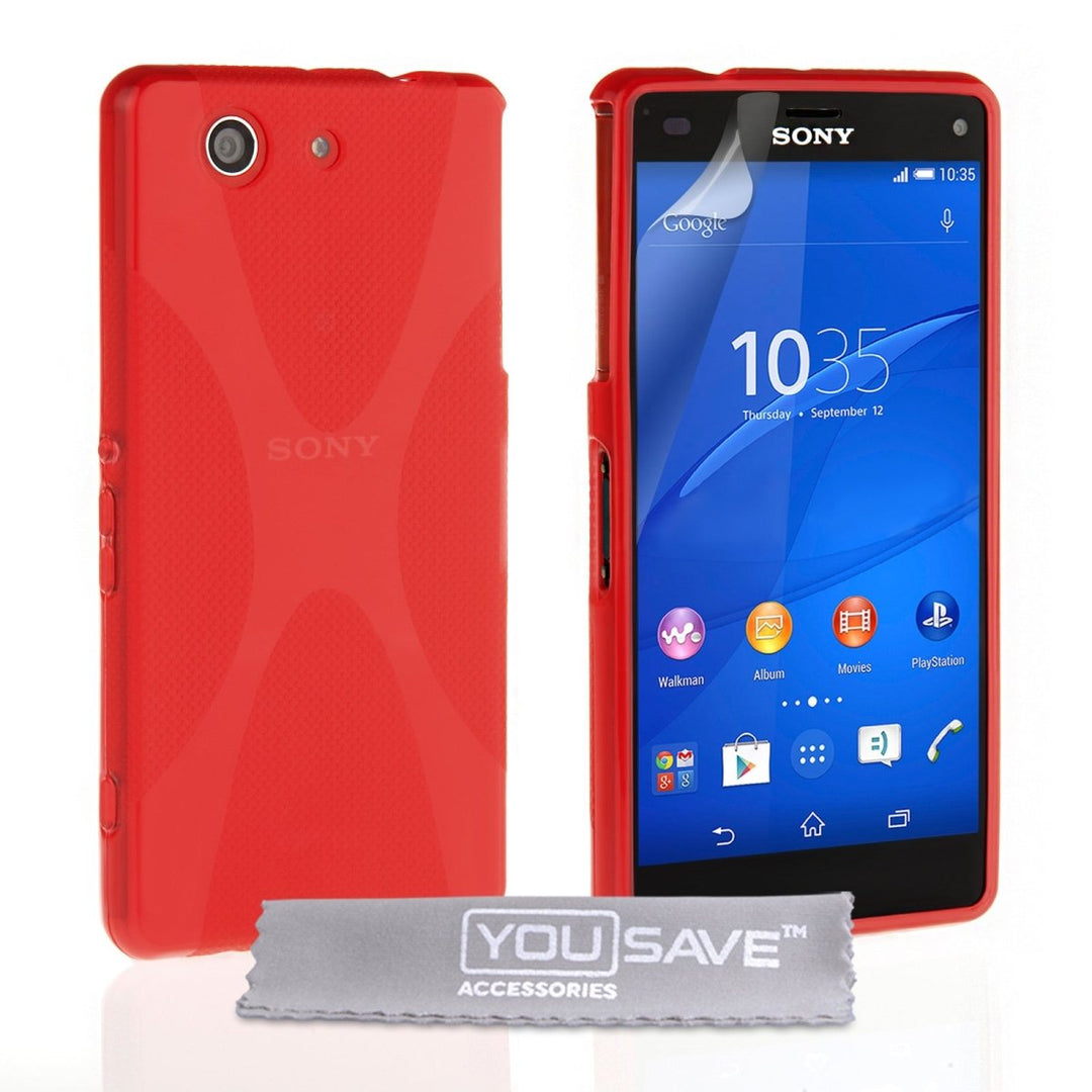 Yousave Accessories Sony Xperia Z3 Compact Silicone Gel X - Line Case - Red - Mobile Madhouse