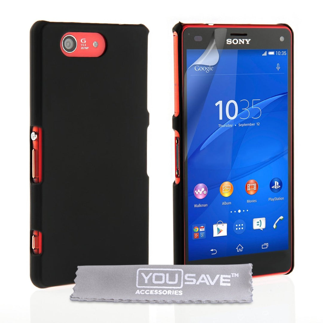 Yousave Accessories Sony Xperia Z3 Compact Hard Hybrid Case - Black - Mobile Madhouse