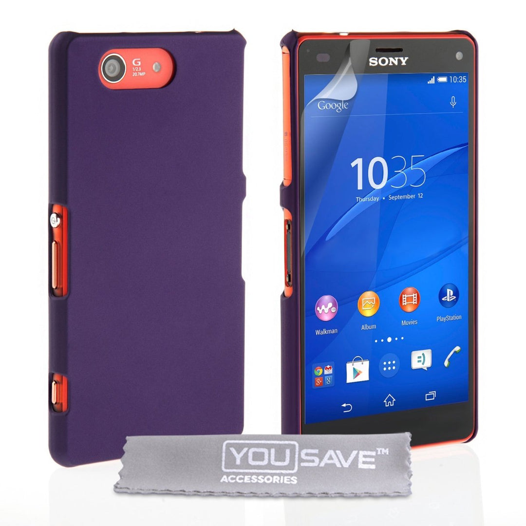 Yousave Accessories Sony Xperia Z3 Compact Hard Hybrid Case - Purple - Mobile Madhouse