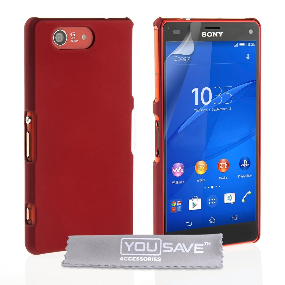 Yousave Accessories Sony Xperia Z3 Compact Hard Hybrid Case - Red - Mobile Madhouse