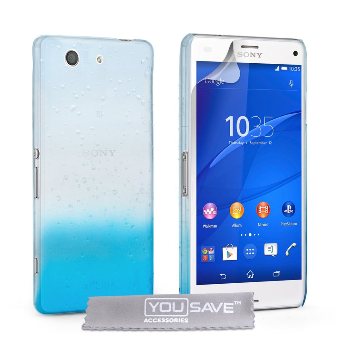 Yousave Accessories Sony Xperia Z3 Compact Raindrop Hard Case - Blue - Clear - Mobile Madhouse