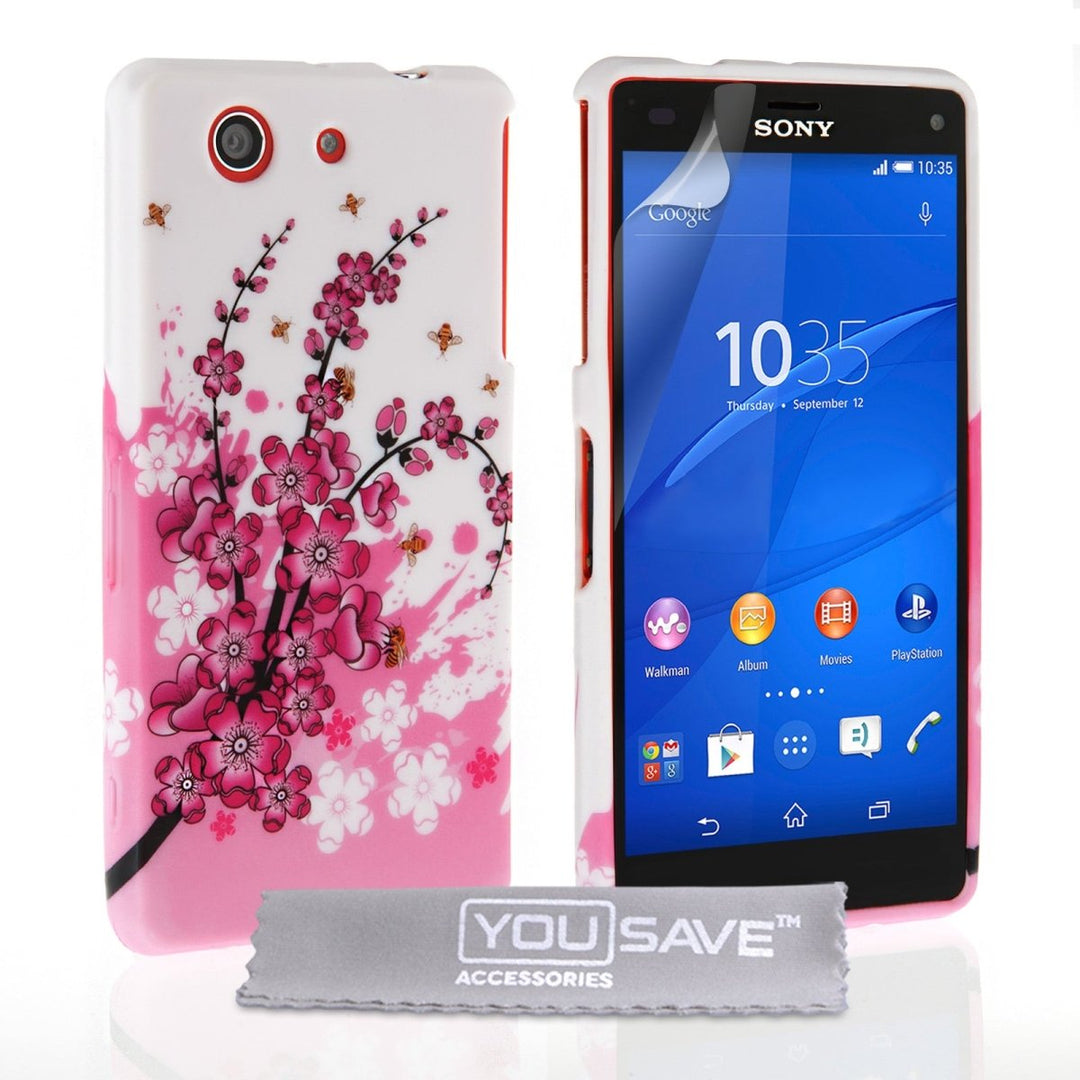 Sony Xperia Z3 Compact Floral Bee Silicone Gel Case - Mobile Madhouse