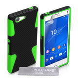 Yousave Accessories Sony Xperia Z3 Compact Tough Mesh Combo Silicone Case Green - Black - Mobile Madhouse