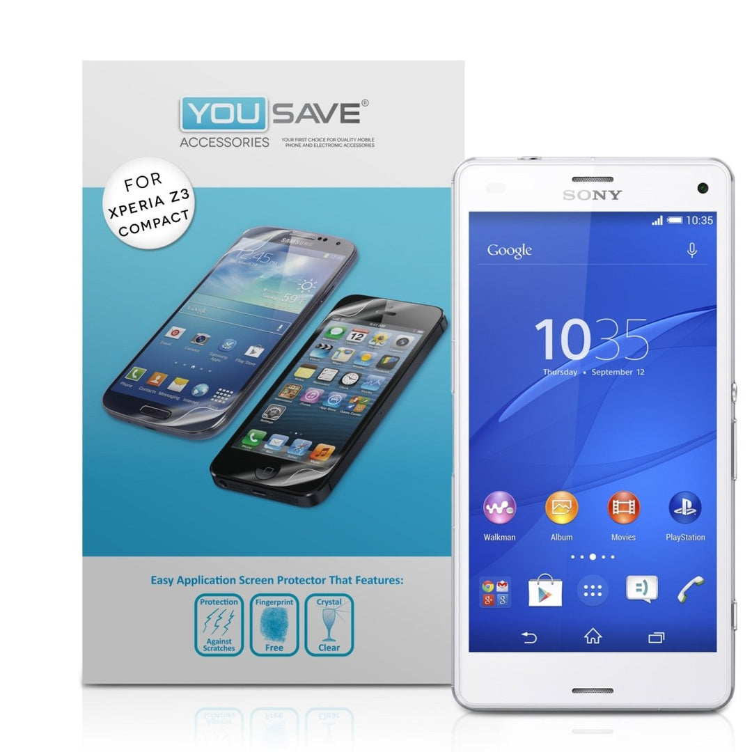 Yousave Accessories Sony Xperia Z3 Compact Screen Protectors X3 - Mobile Madhouse