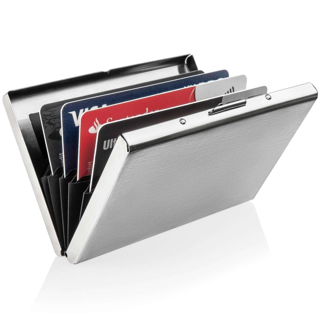 Metal RFID Signal Blocking 6 Card Wallet - Silver - Mobile Madhouse
