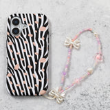 Silver Bow & Hearts Phone Charm Strap
