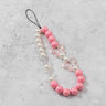 Silver & Pink Large Pearls Phone Charm Strap