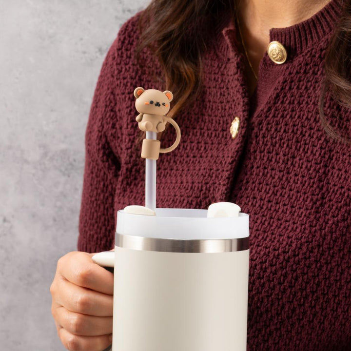 Teddy Bear Straw Cover Topper