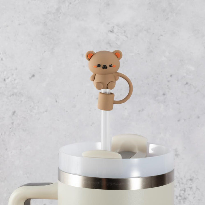 Teddy Bear Straw Cover Topper