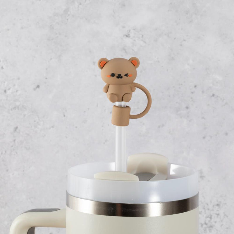 Teddy Bear Straw Cover Topper