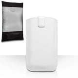 Caseflex PU Leather Auto Return Pull Tab Pouch (L) - White - Mobile Madhouse