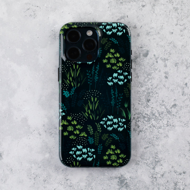 Forest Green Floral Tough Case – iPhone Models Available