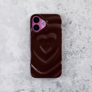 Burgundy Ripple Heart iPhone 15 Case