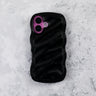Jet Black Wavy iPhone 15 Case – Glossy & Shockproof
